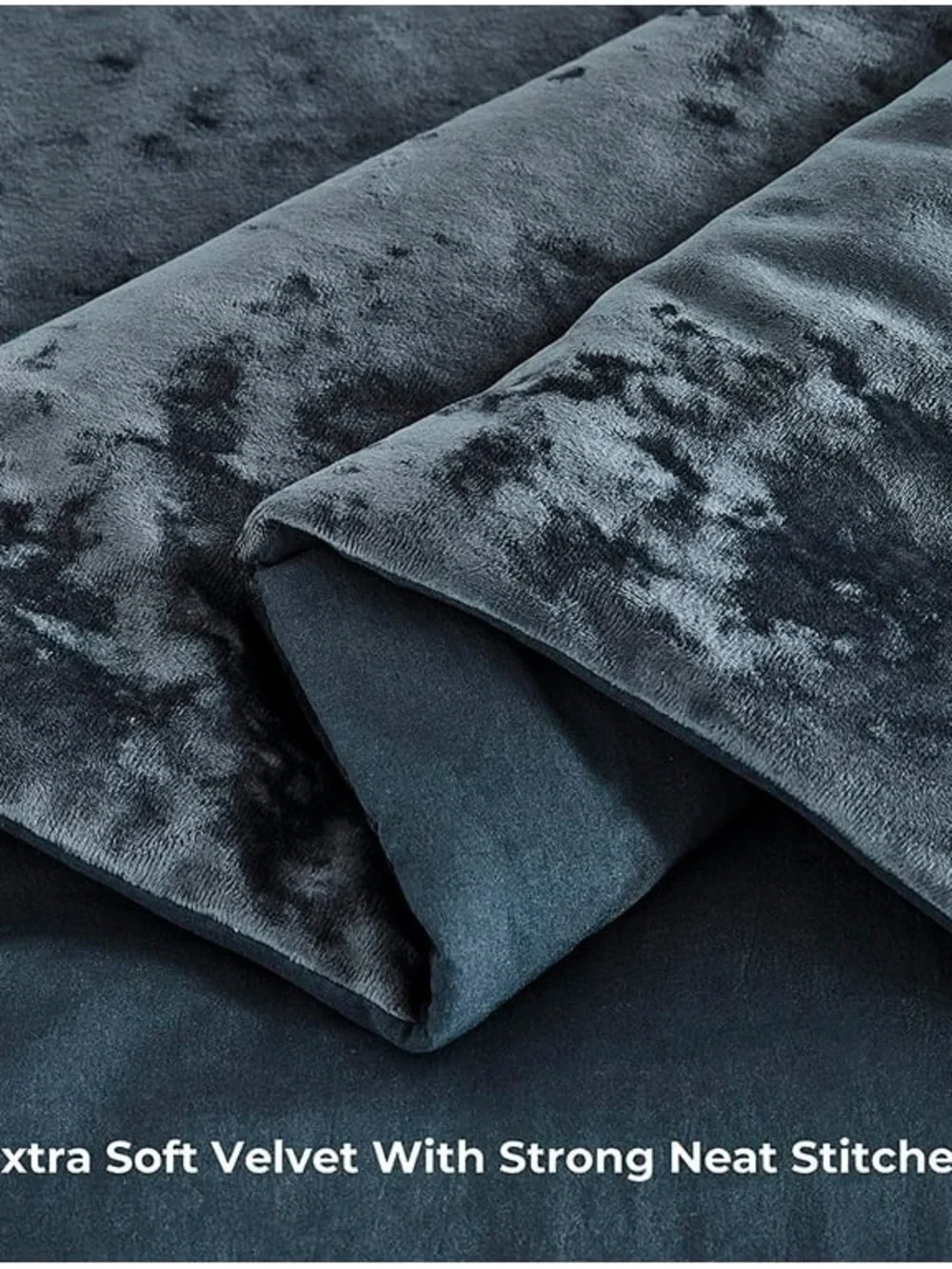 Plush Velvet Comforter Set in Slate Blue king 3 piece comforter set